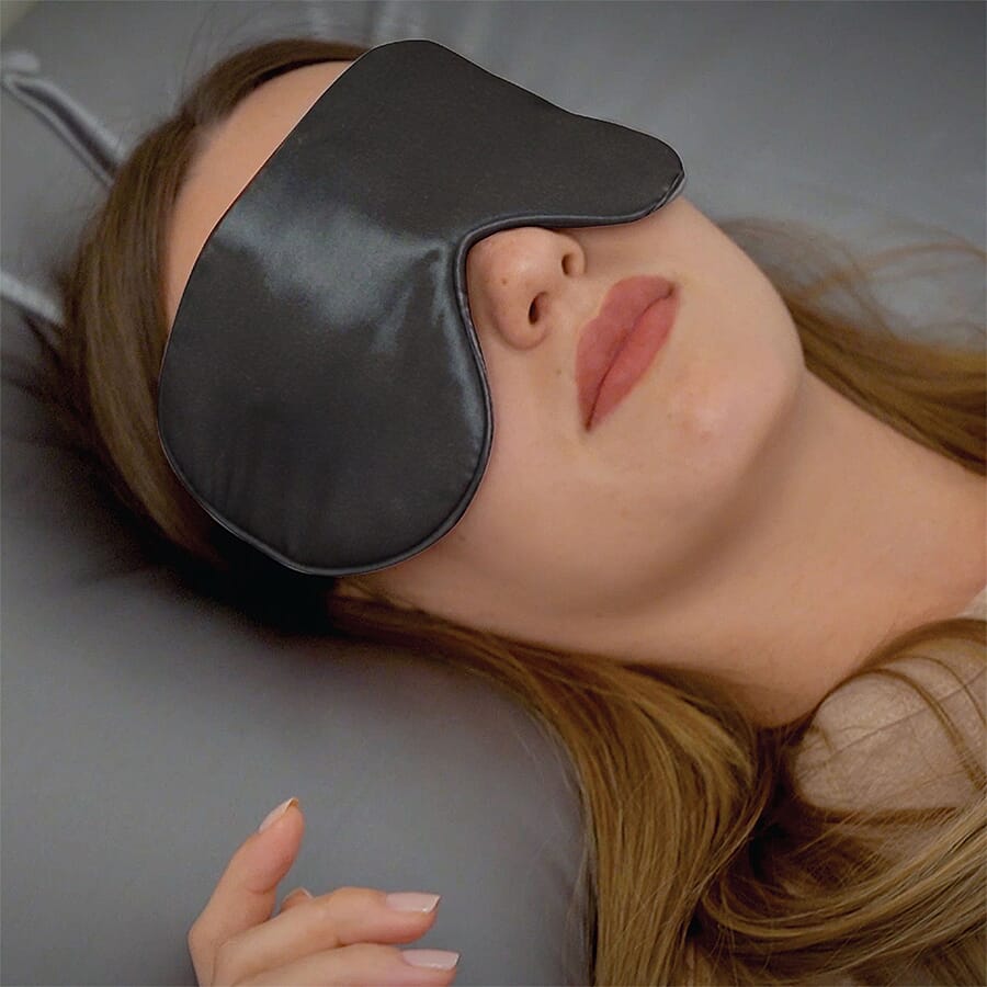 3 Piece Set - 100% Mulberry Silk Pillowcase (50x75cm), Scrunchie & Eye Mask (23.5x10.5cm) - Dark Grey