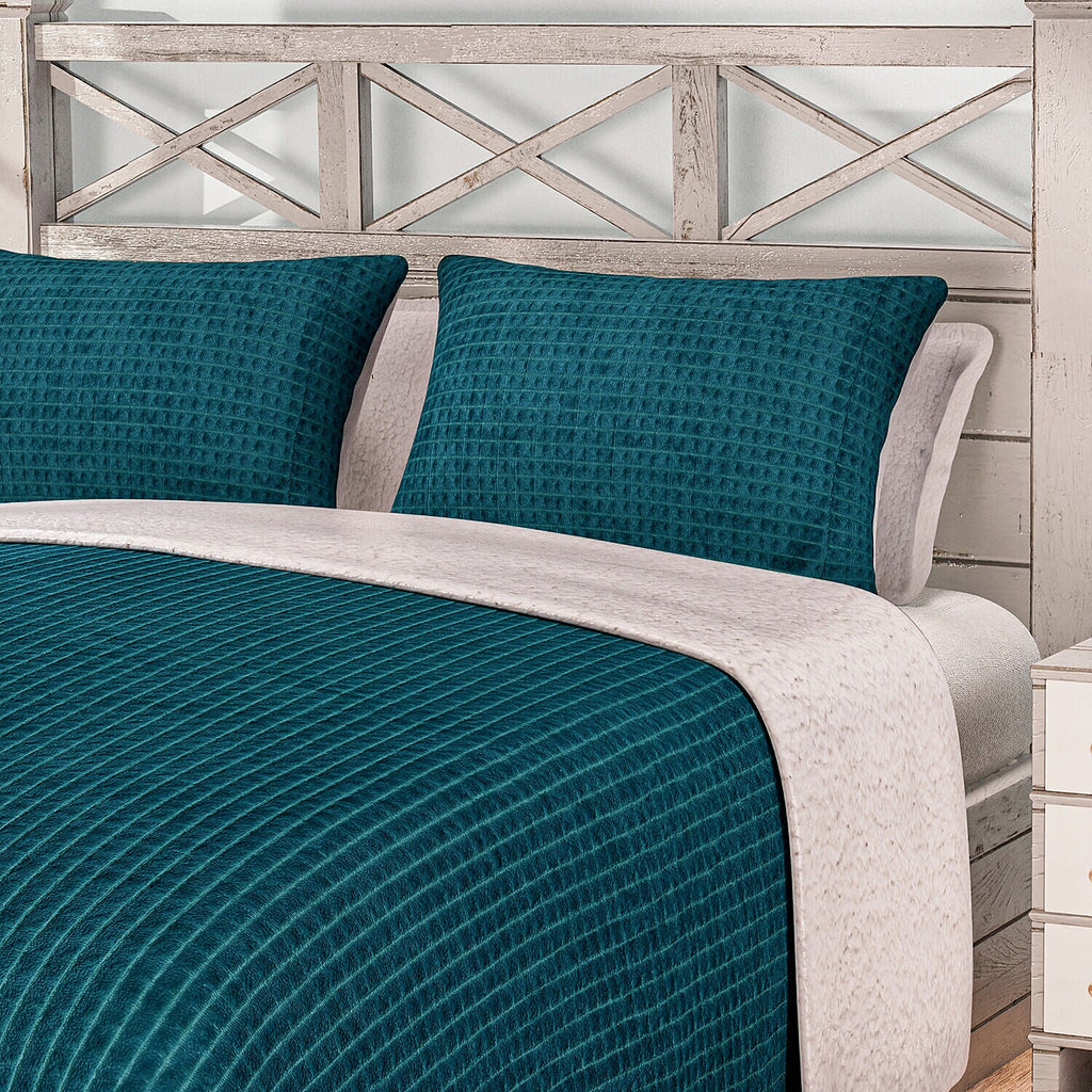 3 Piece Set - One Time Closeout - Extra Warm Sherpa Duvet Cover with 2 Pillowcases (King Size) - Teal