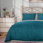 3 Piece Set - One Time Closeout - Extra Warm Sherpa Duvet Cover with 2 Pillowcases (King Size) - Teal