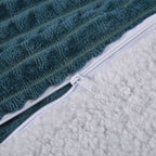 3 Piece Set - One Time Closeout - Extra Warm Sherpa Duvet Cover with 2 Pillowcases (King Size) - Teal