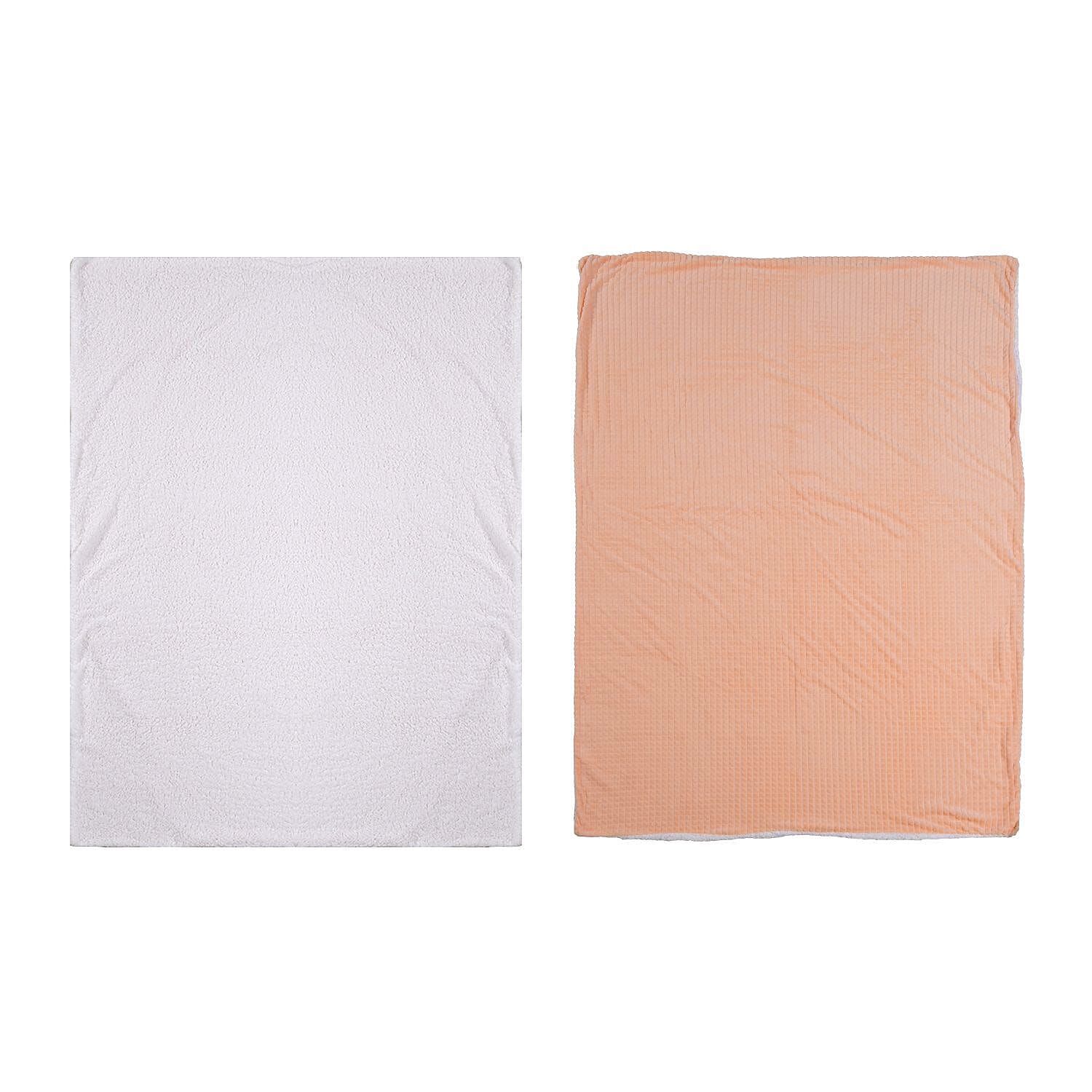 3 Piece Set - One Time Closeout - Extra Warm Sherpa Duvet Cover with 2 Pillowcases (King Size) - Peach