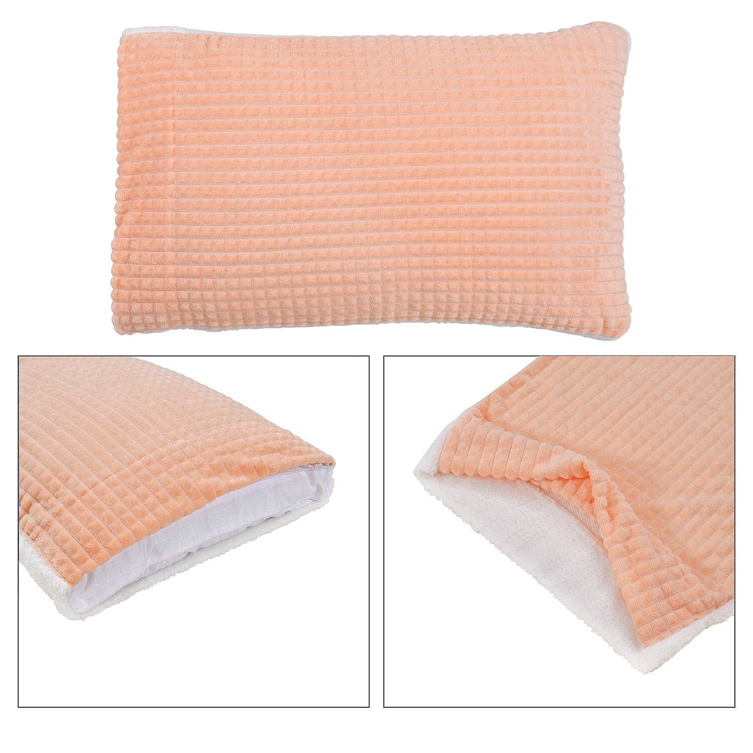3 Piece Set - One Time Closeout - Extra Warm Sherpa Duvet Cover with 2 Pillowcases (King Size) - Peach