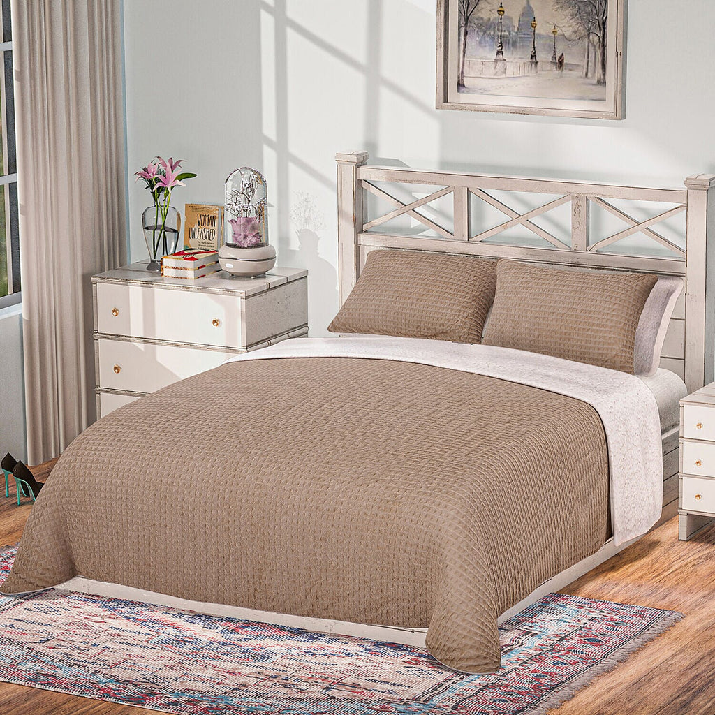 3 Piece Set - One Time Closeout - Extra Warm Sherpa Duvet Cover with 2 Pillowcases (Double Size) - Beige