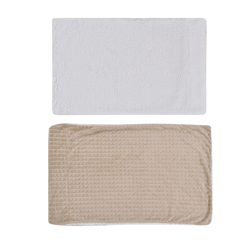 3 Piece Set - One Time Closeout - Extra Warm Sherpa Duvet Cover with 2 Pillowcases (Double Size) - Beige