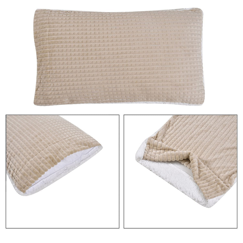 3 Piece Set - One Time Closeout - Extra Warm Sherpa Duvet Cover with 2 Pillowcases (Double Size) - Beige