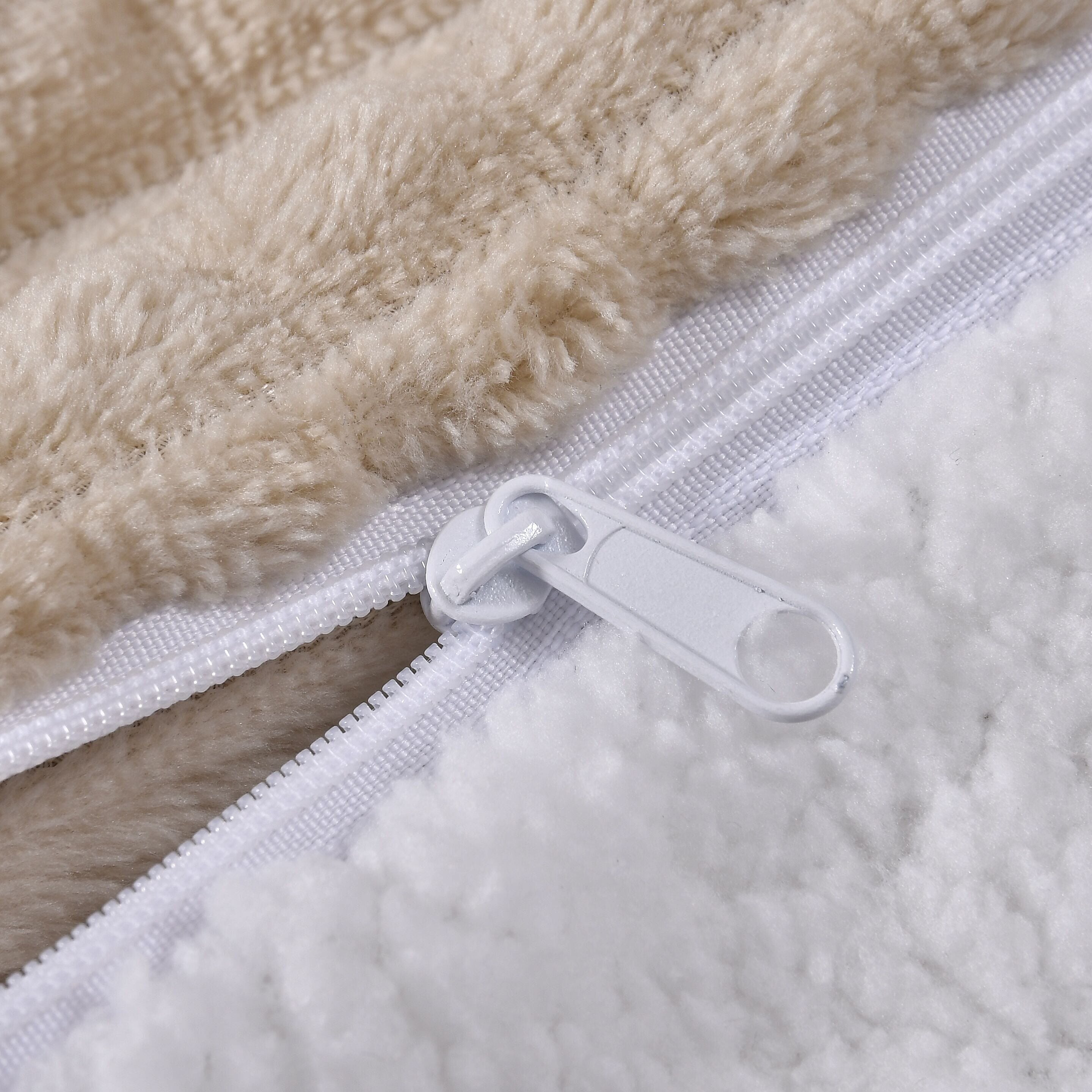 3 Piece Set - One Time Closeout - Extra Warm Sherpa Duvet Cover with 2 Pillowcases (Double Size) - Beige