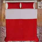 3 Piece Set - One Time Closeout - Extra Warm Sherpa Duvet Cover with 2 Pillowcases (Double Size) - Red