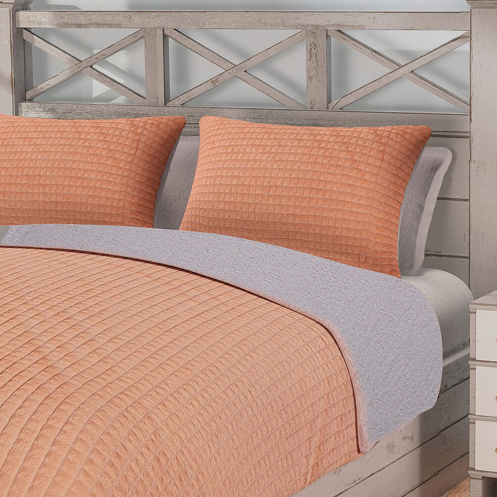 3 Piece Set - One Time Closeout - Extra Warm Sherpa Duvet Cover with 2 Pillowcases (Double Size) - Peach