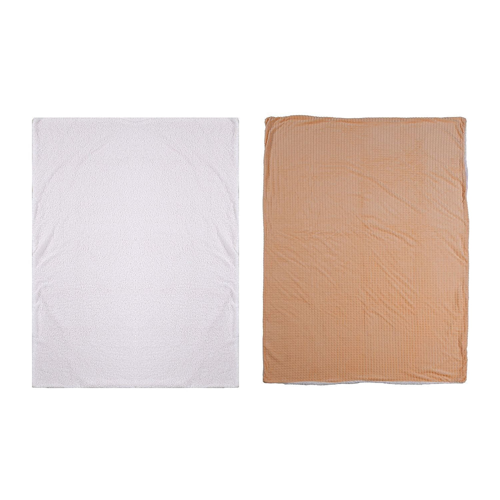 3 Piece Set - One Time Closeout - Extra Warm Sherpa Duvet Cover with 2 Pillowcases (Double Size) - Peach