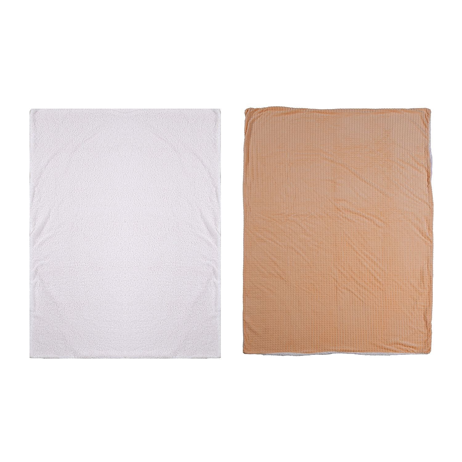3 Piece Set - One Time Closeout - Extra Warm Sherpa Duvet Cover with 2 Pillowcases (Double Size) - Peach