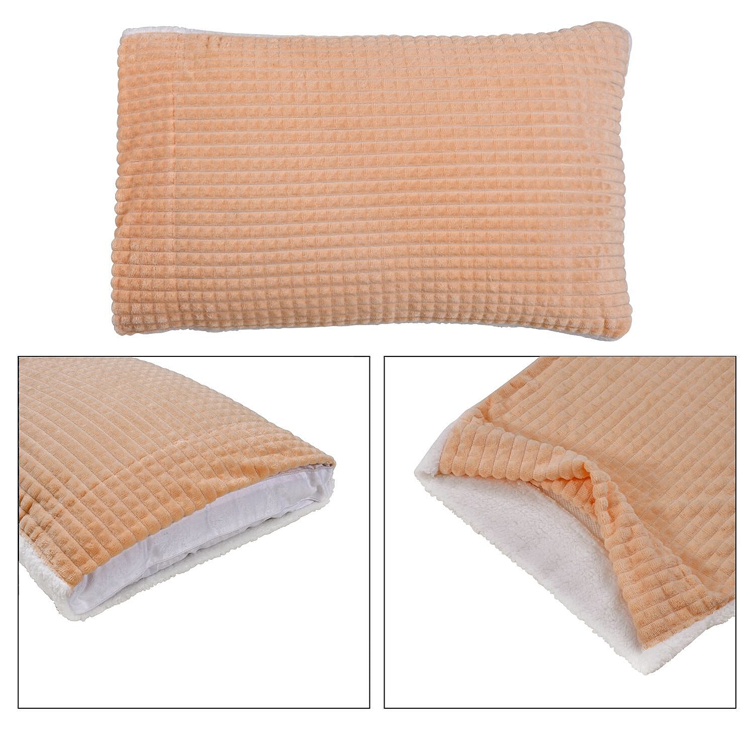 3 Piece Set - One Time Closeout - Extra Warm Sherpa Duvet Cover with 2 Pillowcases (Double Size) - Peach