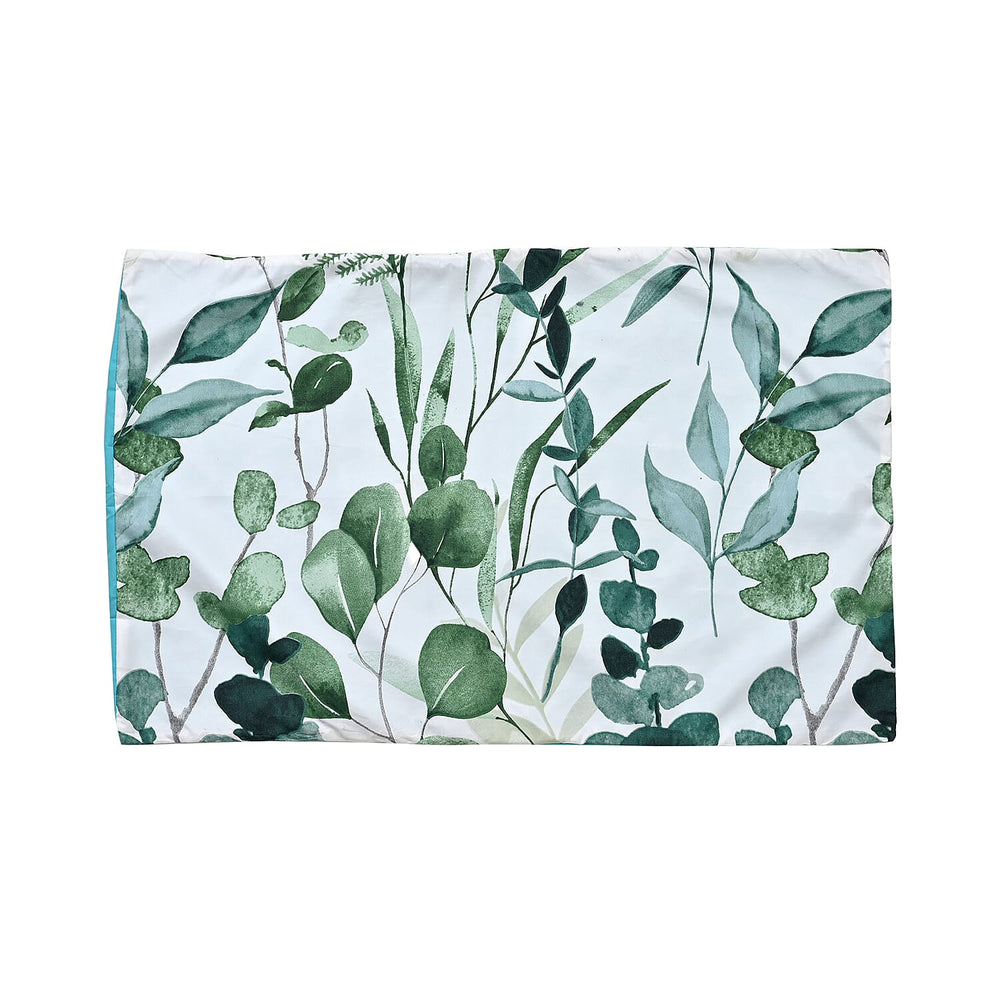 3 Piece Set - Leaves Pattern Comforter with 2 Pillow Cases (Double Size 200x200 cm) - Green