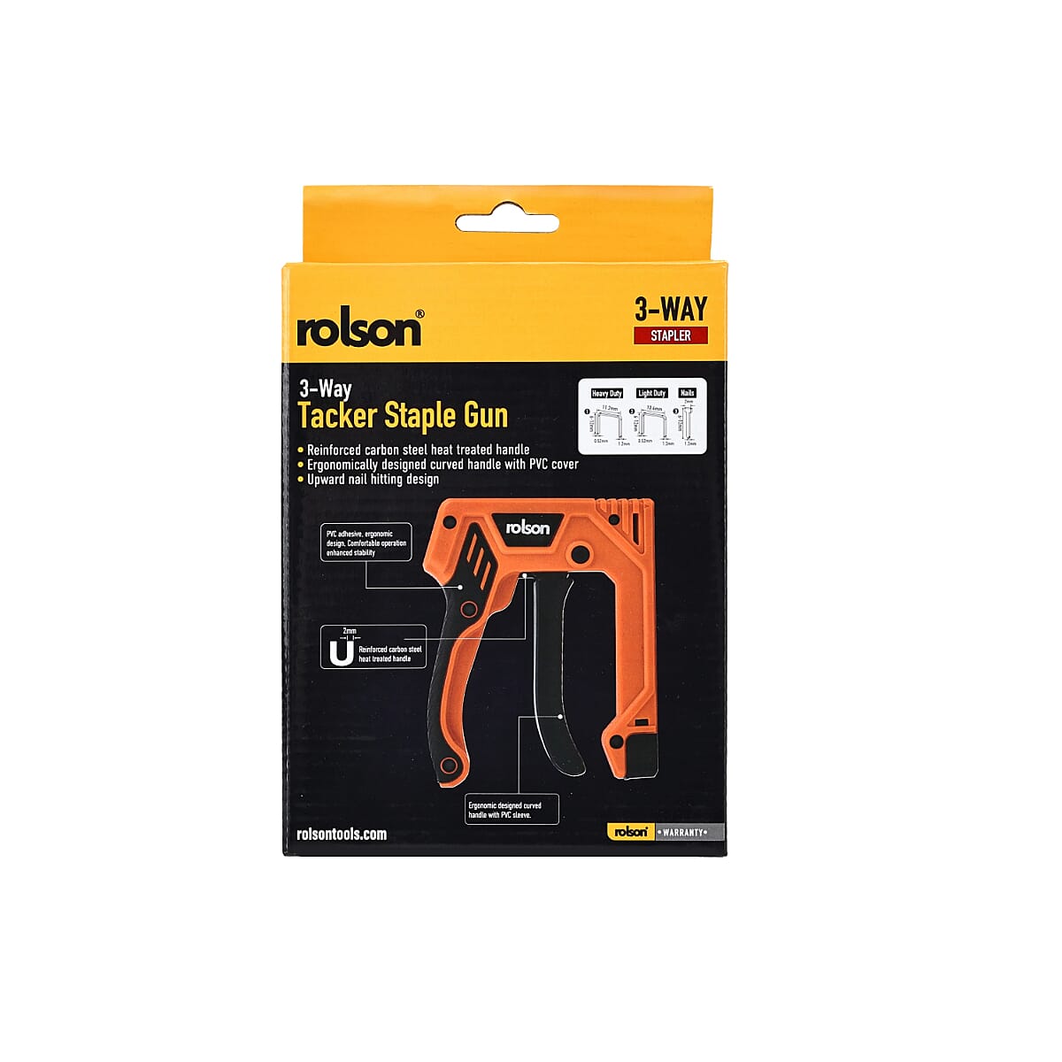 Rolson 3-Way Tacker, Staple and Nail Tool - Orange