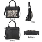 100% Genuine Leather 3-in-1 Leopard Pattern Handbag with Detachable Clutch (21x16cm) with Adjustable Shoulder Strap - Black