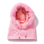 3-in-1 Cosy Warm Plush Faux Fur Sherpa Lined Winter Hat Scarf - Pink