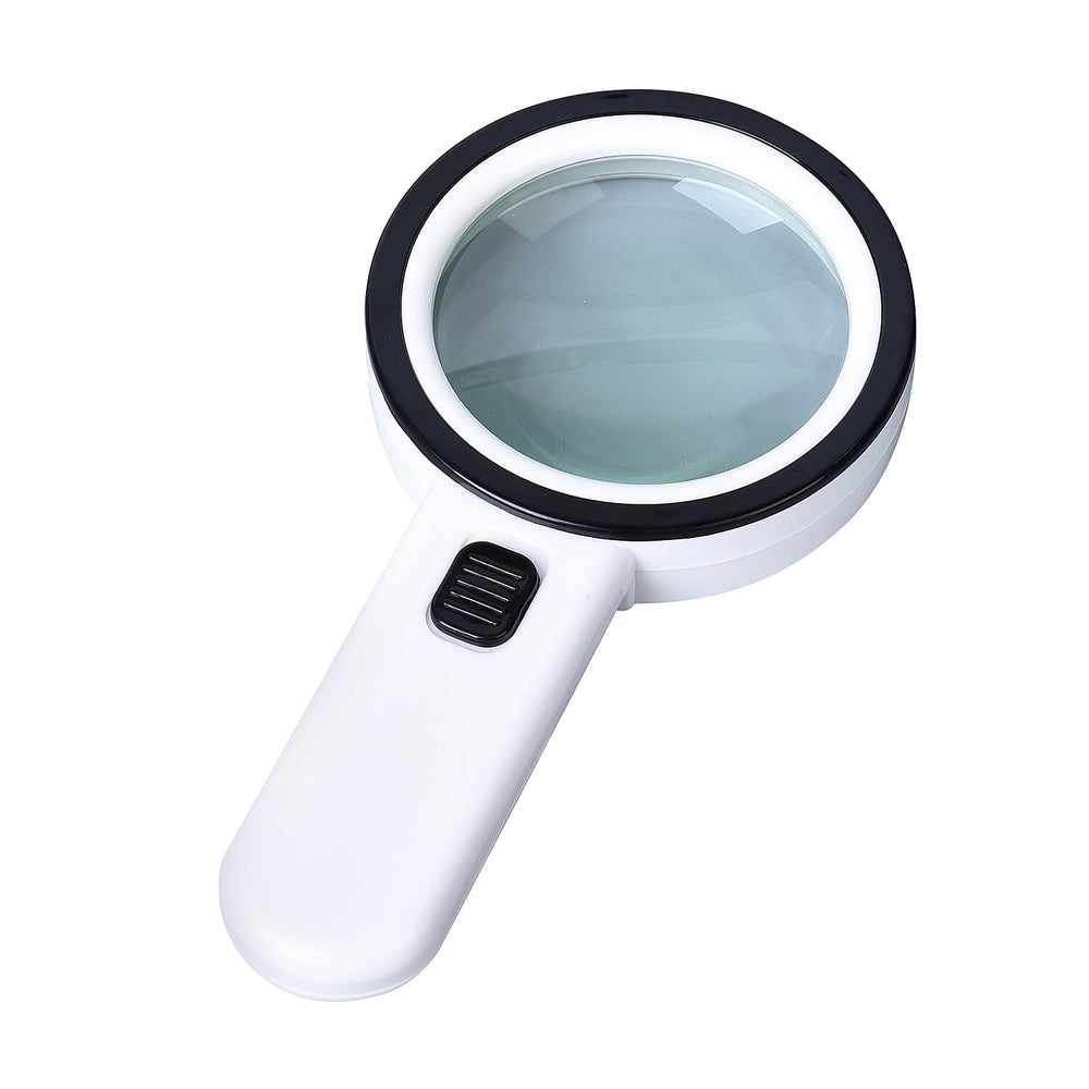 30x Handheld Large Magnifying Glass with 12 LED Illuminated Lighted Magnifier (Requires 2 AA batteries, Not included)