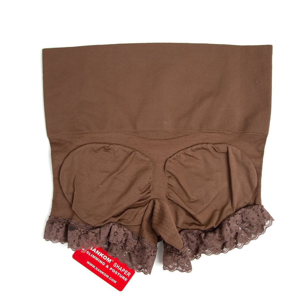 3 Piece Set- Sankom Functional Patent Body Shaper Briefs with Lace - XXL (Size 20-22) - Dark Blue, Taupe Brown and Crimson Colour_3397073_4