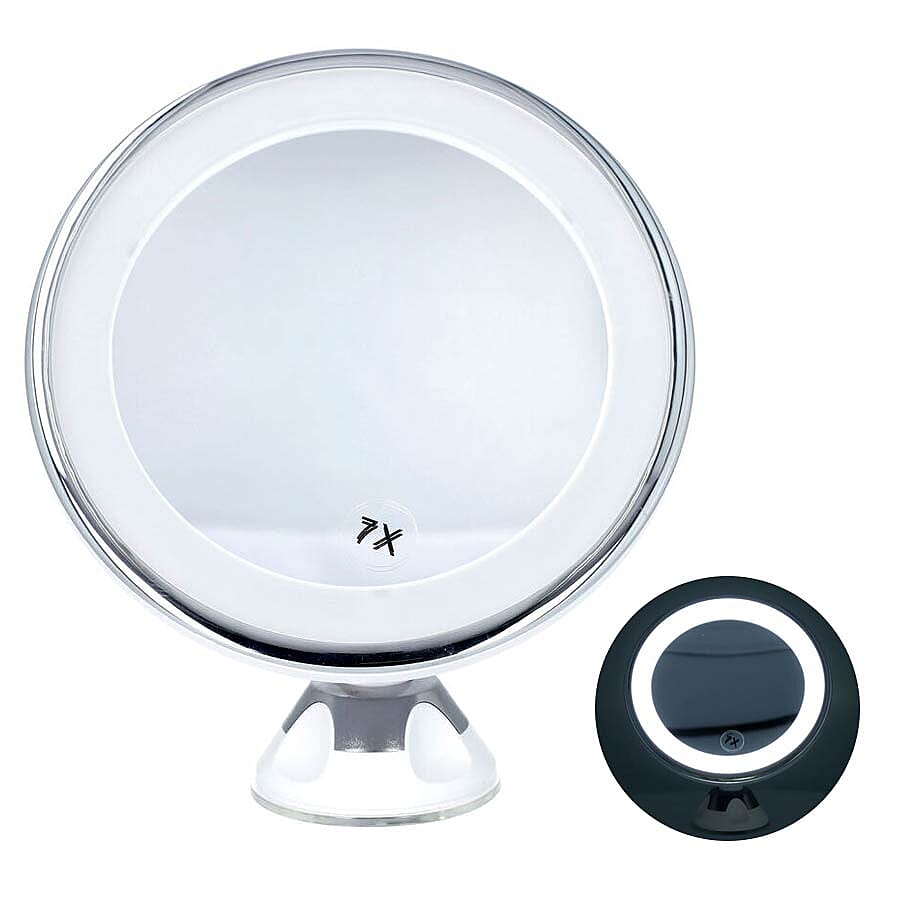 360 Degree Rotating LED Compact Mirror (Dia- 18cm) (AAA Battery not included) - 7xMagnification