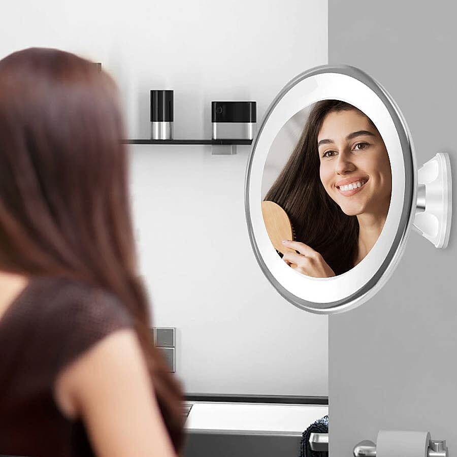 360 Degree Rotating LED Compact Mirror (Dia- 18cm) (AAA Battery not included) - 7xMagnification