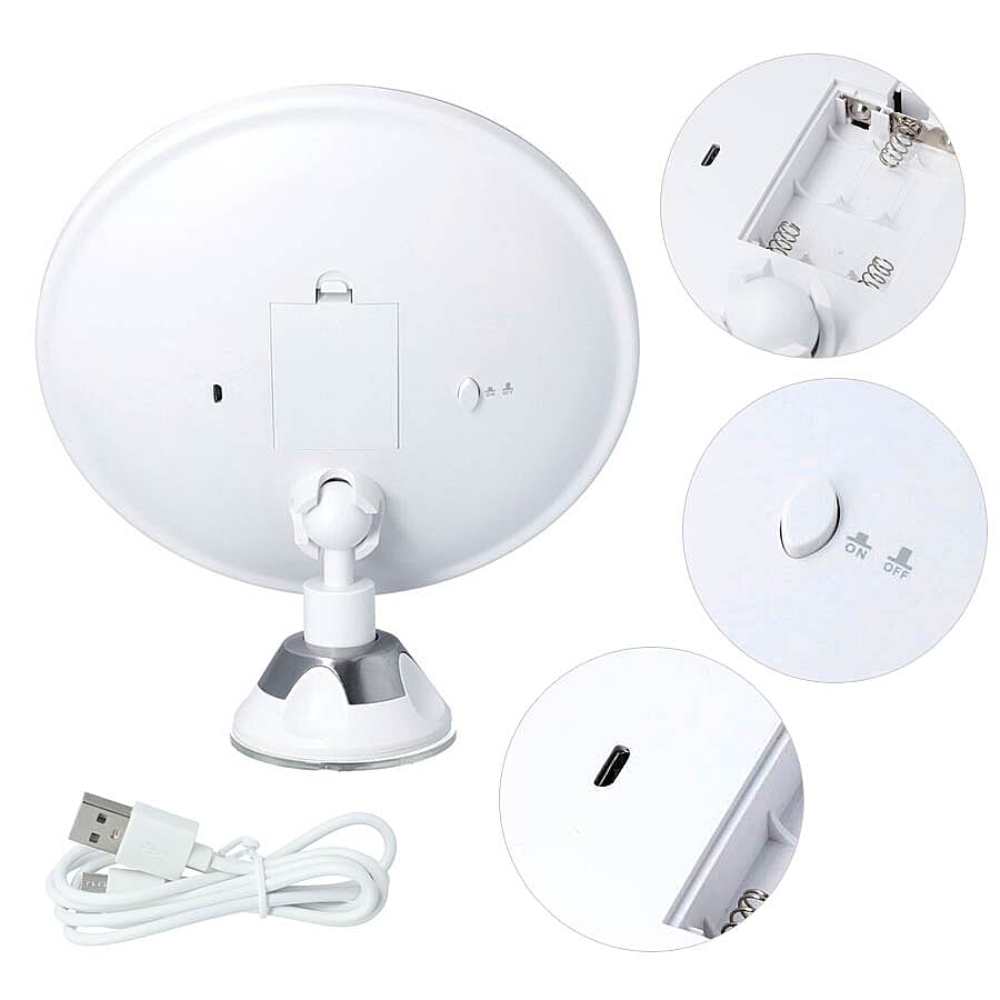 360 Degree Rotating LED Compact Mirror (Dia- 18cm) (AAA Battery not included) - 7xMagnification