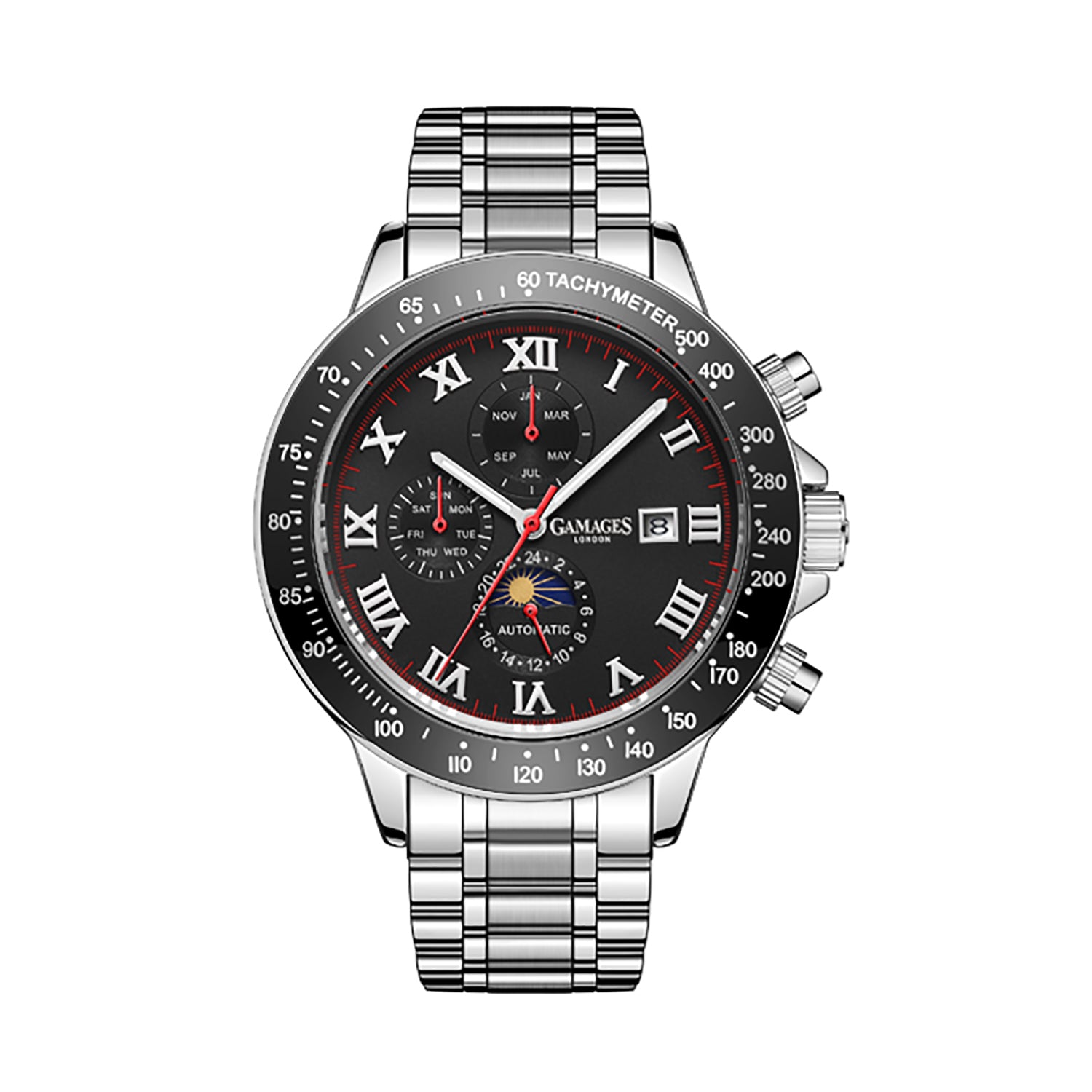 GAMAGES OF LONDON Limited Edition Hand Assembled Race Calendar Automatic Steel_3612069