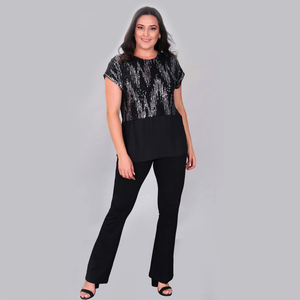 TAMSY Sequin Top (Size M) - Black_3883515