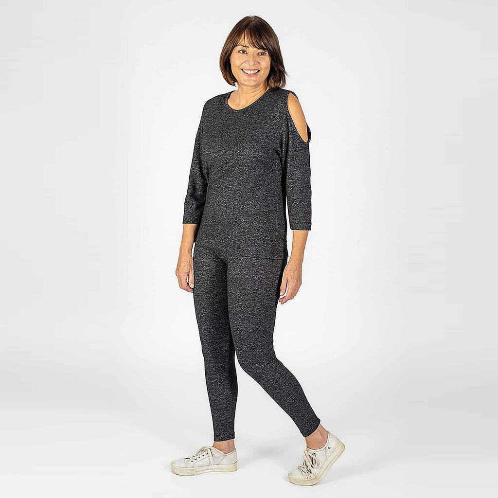 TAMSY Cold Shoulder Top (Size XL, 20-22) - Charcoal
