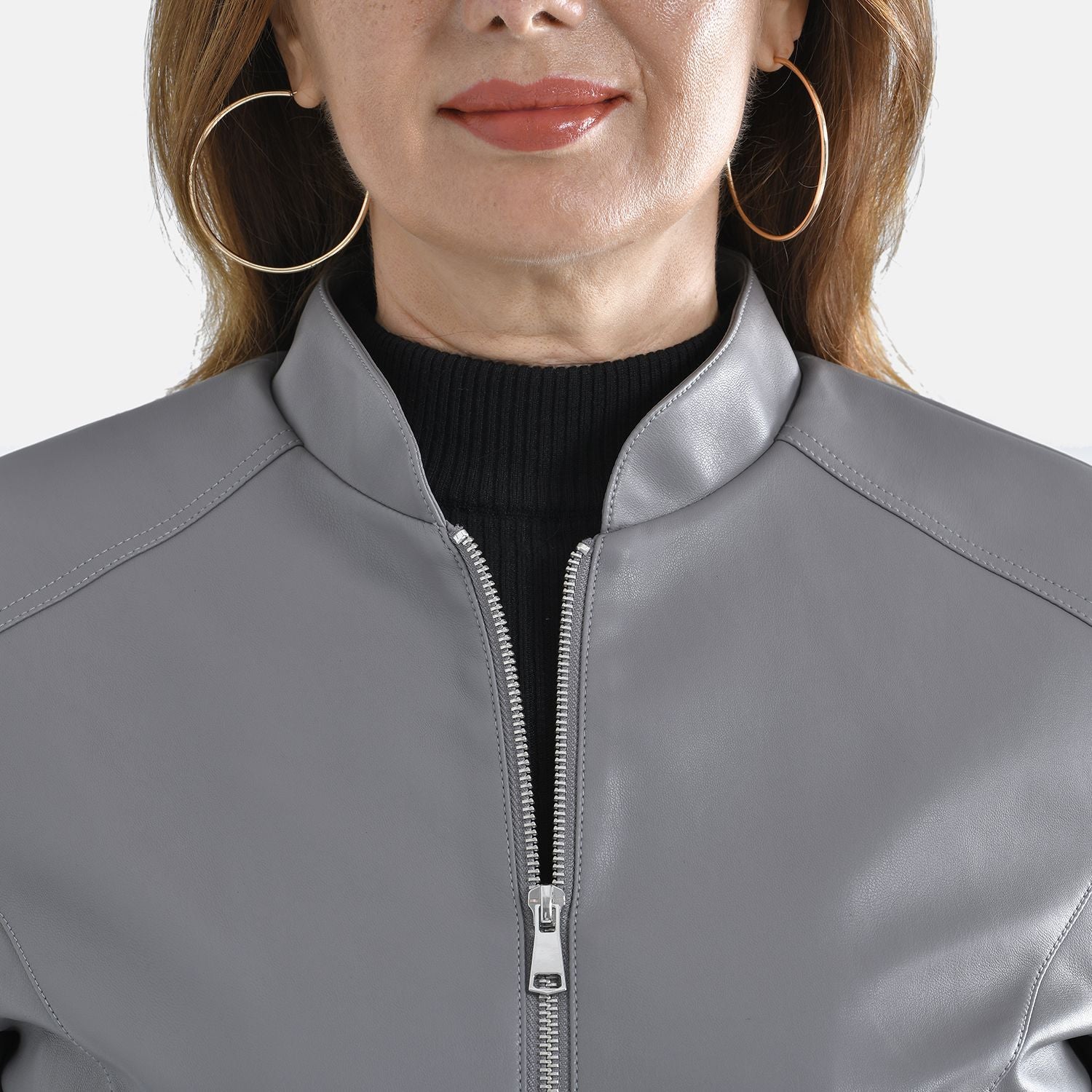 Tamsy Faux Leather Jacket (Size M, 12-14 ) - Dark Grey_3889782_5