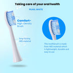 BEAUTECH Sonic Electric Rechargeable Waterproof Toothbrush with 2 Replaceable Brush Heads (5V 3W) - Pearl White.