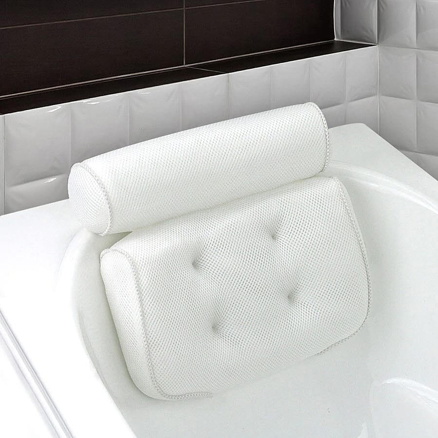 Comfy Breathable 3D Bath Pillow for Neck and Back Support with 6 Suction Cups (Size 35x32x8cm)