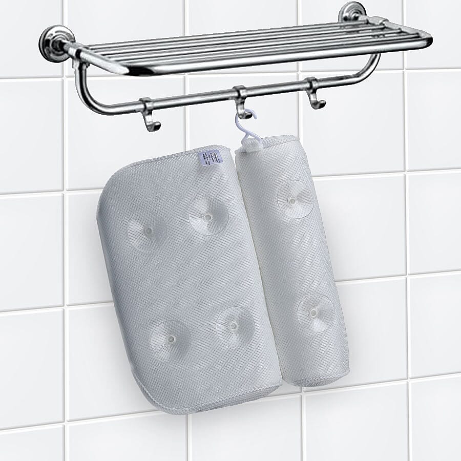 Comfy Breathable 3D Bath Pillow for Neck and Back Support with 6 Suction Cups (Size 35x32x8cm)