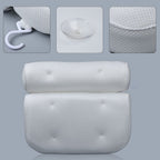 Comfy Breathable 3D Bath Pillow for Neck and Back Support with 6 Suction Cups (Size 35x32x8cm)