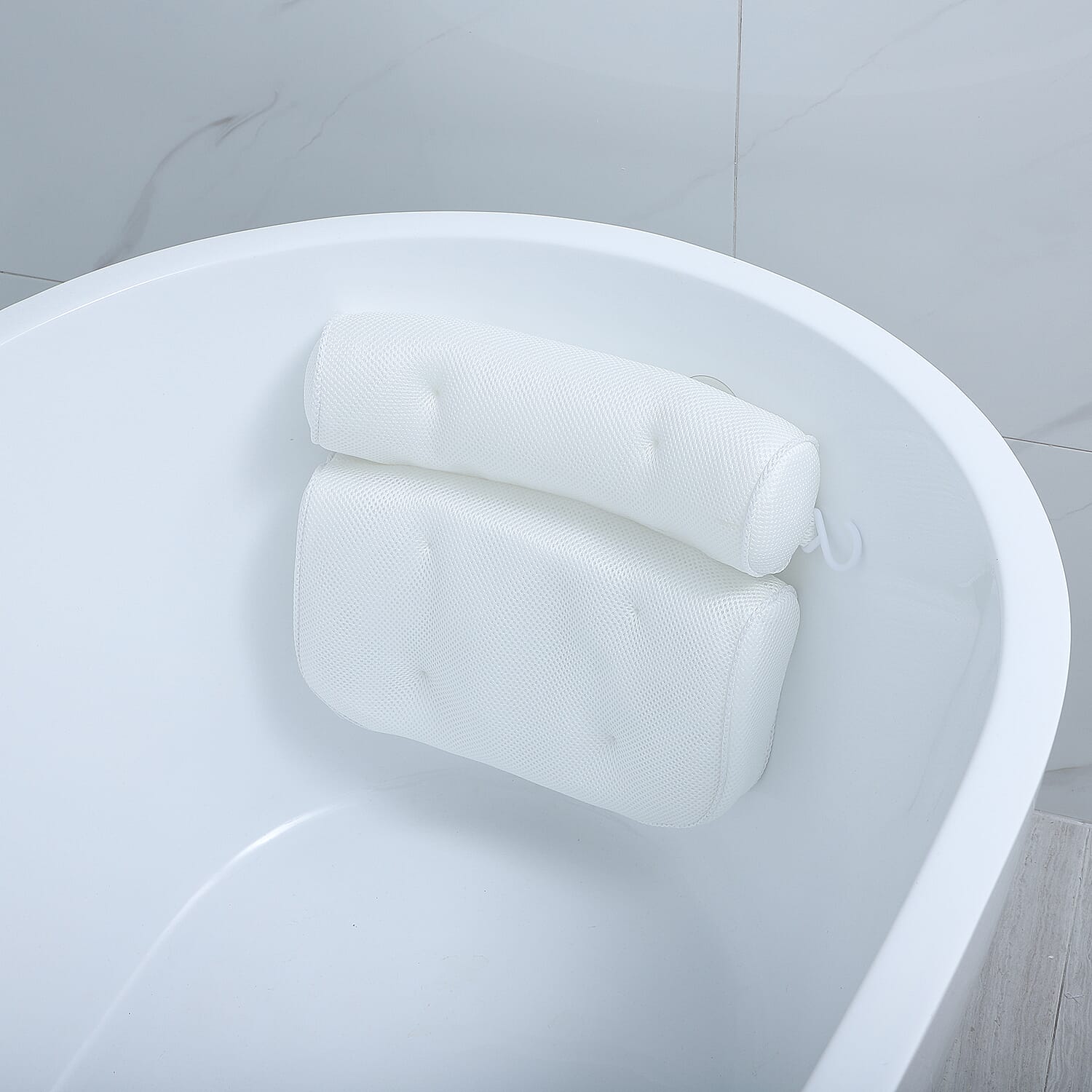 Comfy Breathable 3D Bath Pillow for Neck and Back Support with 6 Suction Cups (Size 35x32x8cm)