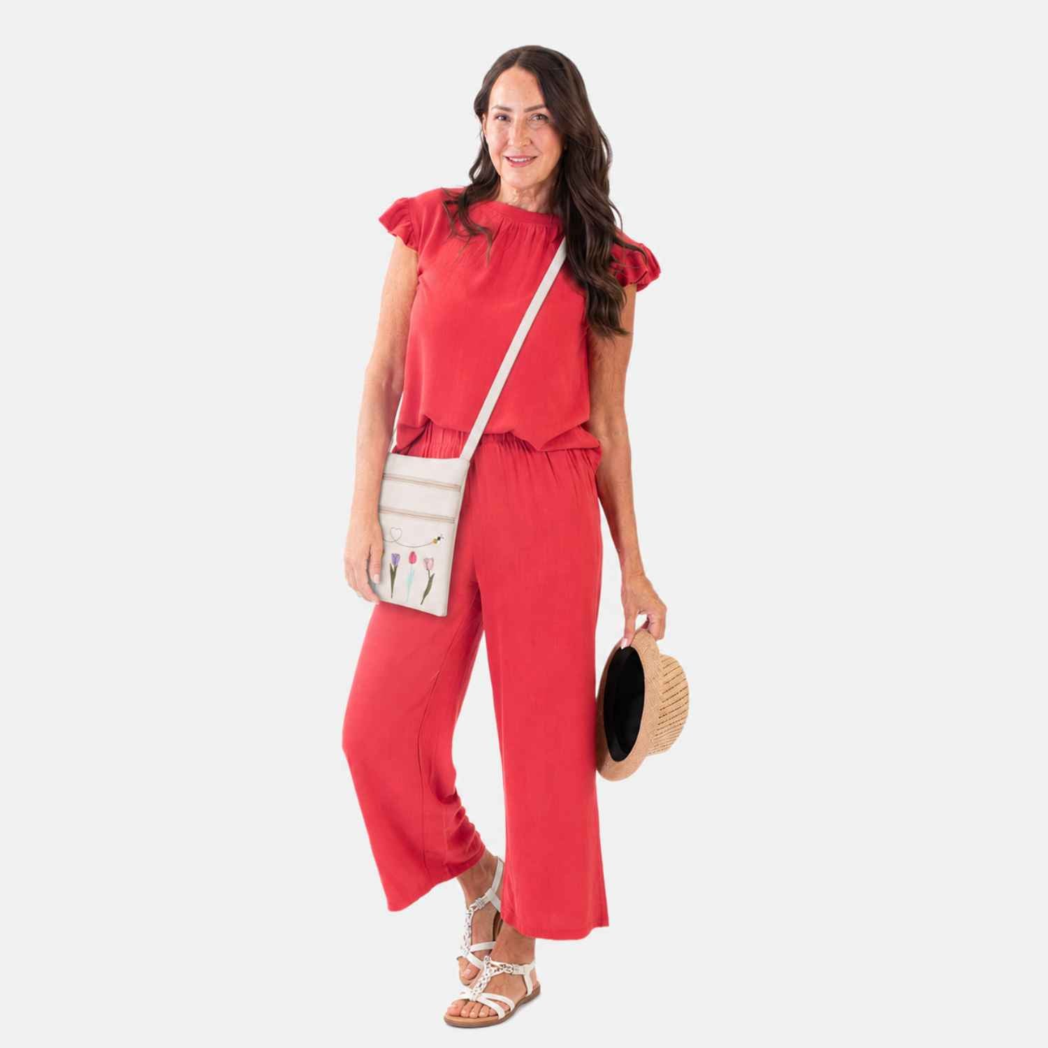 Summer Ready 4-Piece Holiday Co-Ord Bundle – Top, Trousers, Crossbody Bag, Hat & Sandals