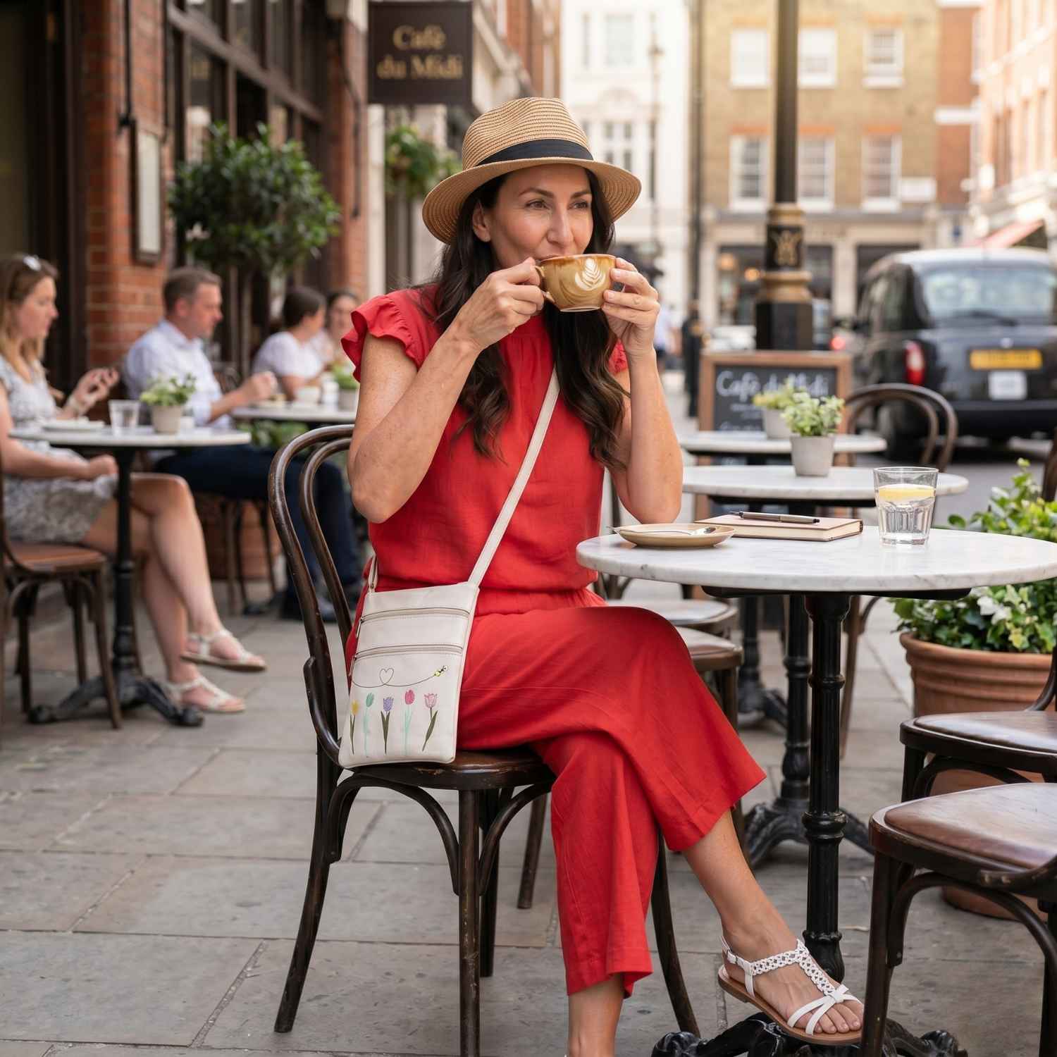 Summer Ready 4-Piece Holiday Co-Ord Bundle – Top, Trousers, Crossbody Bag, Hat & Sandals