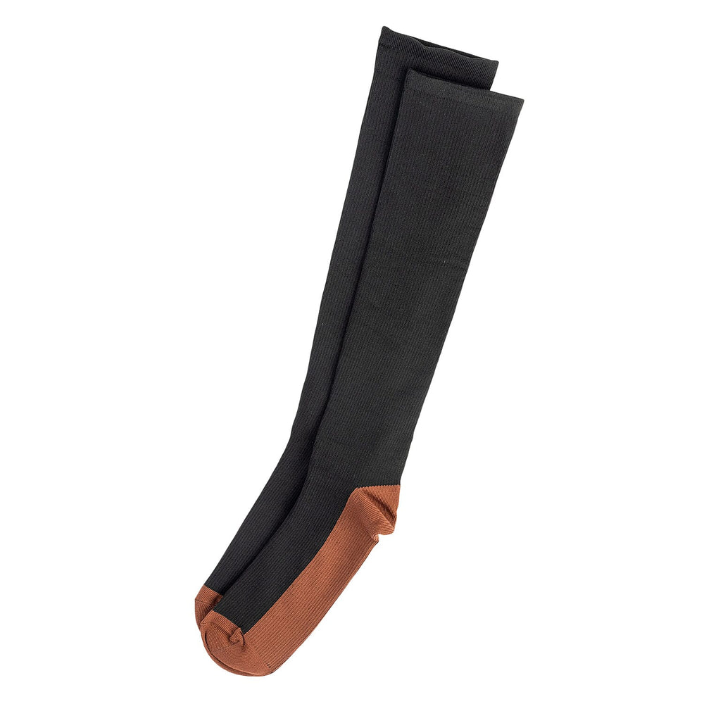 4-Pair Magic Copper Short - Long Socks (Size L-XL) - Black - White with Brown