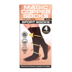 4-Pair Magic Copper Socks (Size S-M) - Black