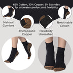 4 Pairs Antibacterial Copper Infused Compression Socks (Size S-M, 5-10) - Black