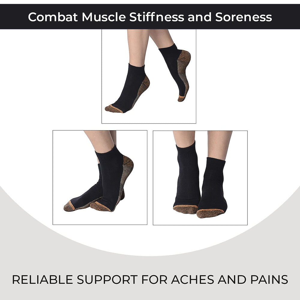 4 Pairs Antibacterial Copper Infused Compression Socks (Size S-M, 5-10) - Multi