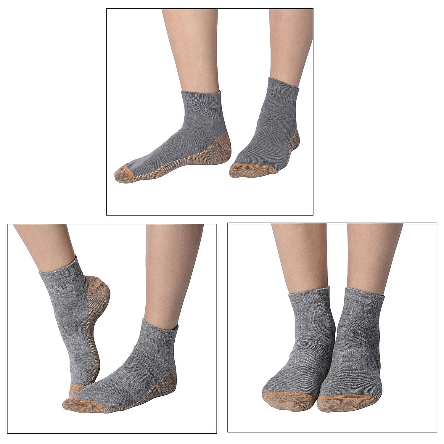4 Pairs Antibacterial Copper Infused Compression Socks (Size S-M, 5-10) - Multi