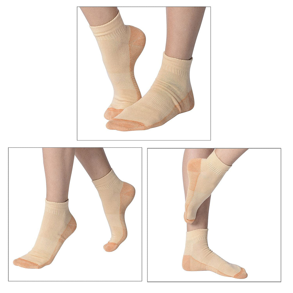 4 Pairs Antibacterial Copper Infused Compression Socks (Size S-M, 5-10) - Multi