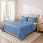 4-Piece Bamboo Bedding Set incl. Duvet Cover, Fitted Sheet & 2 Pillowcases (Double) - Light Blue