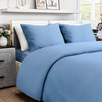 4-Piece Bamboo Bedding Set incl. Duvet Cover, Fitted Sheet & 2 Pillowcases (Double) - Light Blue