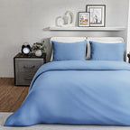 4-Piece Bamboo Bedding Set incl. Duvet Cover, Fitted Sheet & 2 Pillowcases (Double) - Light Blue