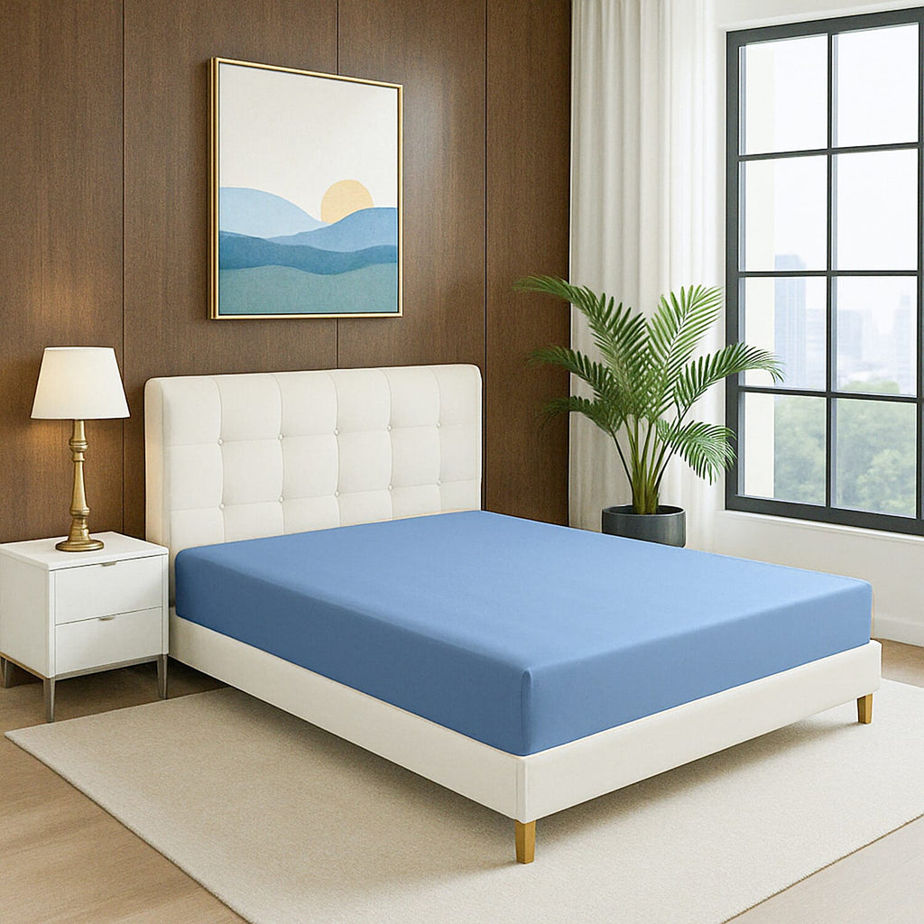 4-Piece Bamboo Bedding Set incl. Duvet Cover, Fitted Sheet & 2 Pillowcases (Double) - Light Blue