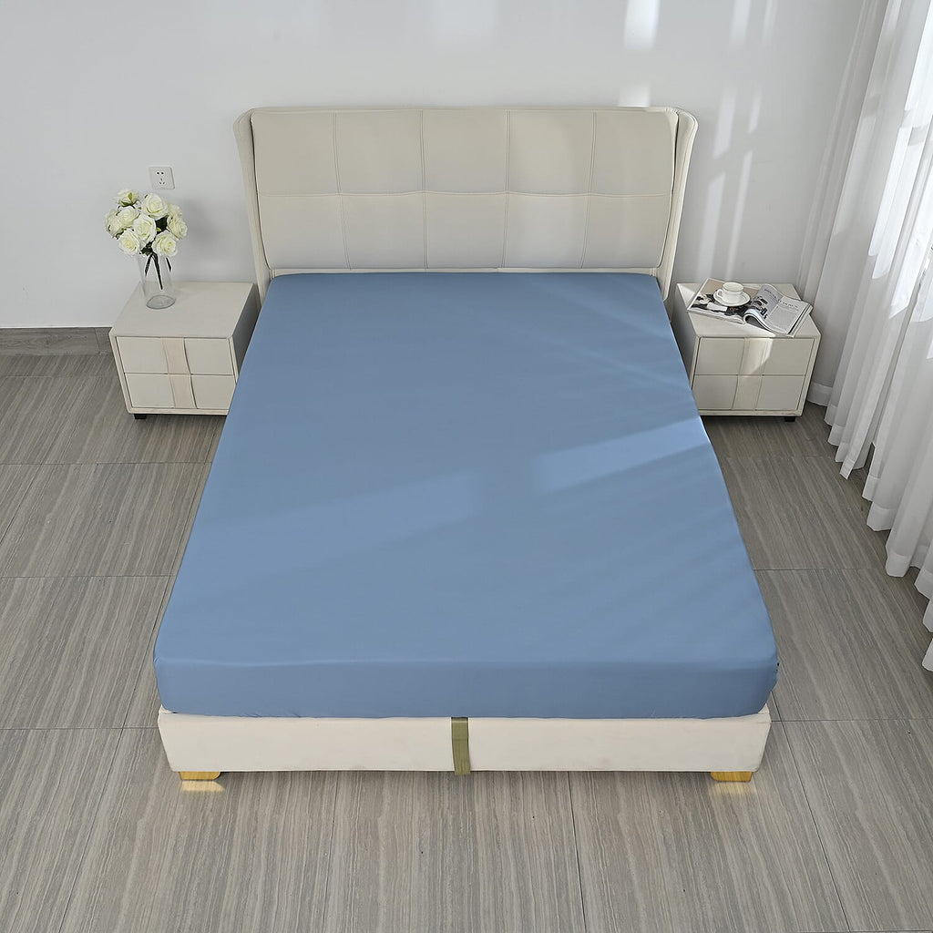 4-Piece Bamboo Bedding Set incl. Duvet Cover, Fitted Sheet & 2 Pillowcases (Double) - Light Blue