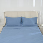 4-Piece Bamboo Bedding Set incl. Duvet Cover, Fitted Sheet & 2 Pillowcases (Double) - Light Blue