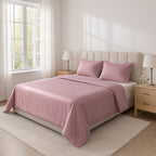 4-Piece Bamboo Bedding Set incl. Duvet Cover, Fitted Sheet & 2 Pillowcases (Double) - Blush