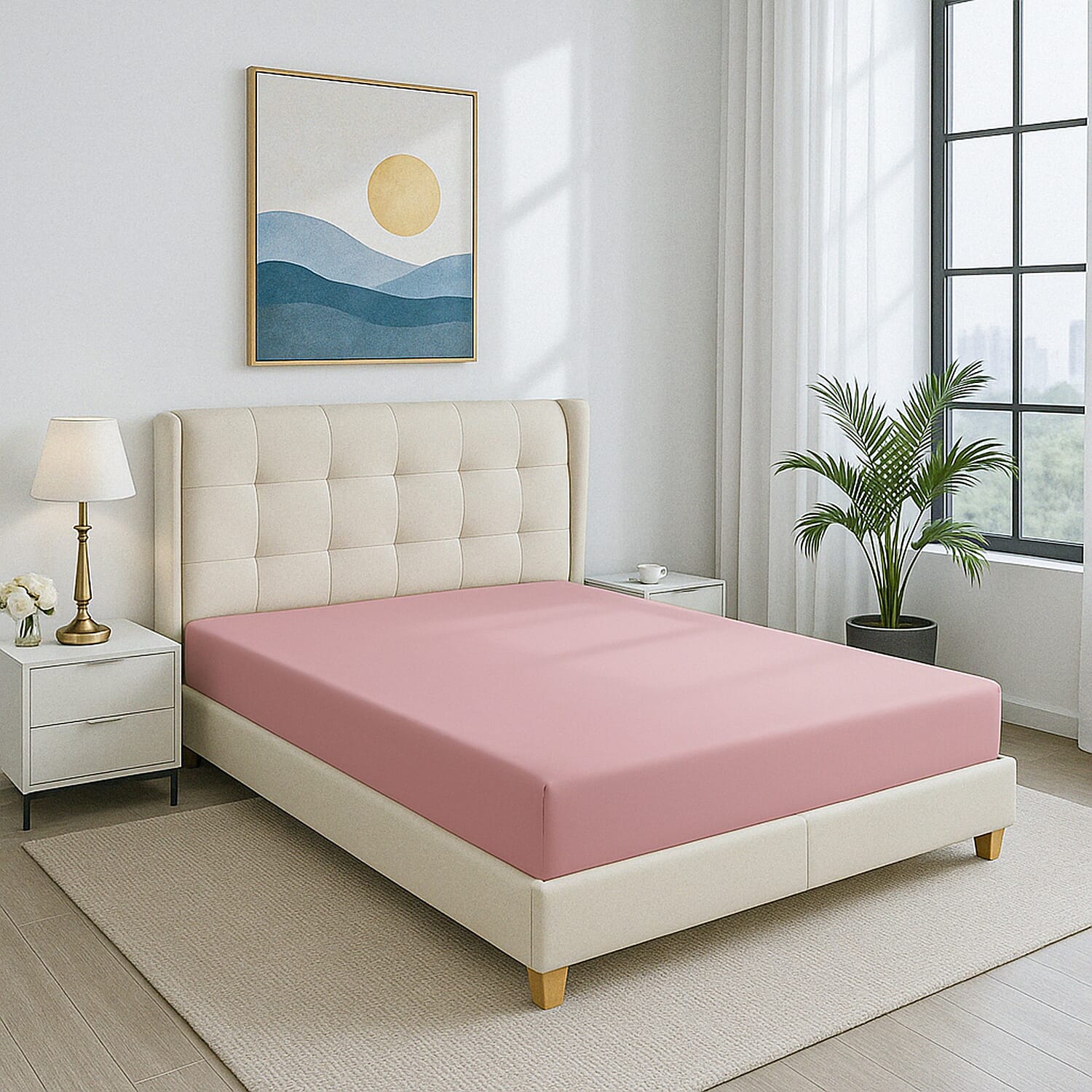 4-Piece Bamboo Bedding Set incl. Duvet Cover, Fitted Sheet & 2 Pillowcases (Double) - Blush