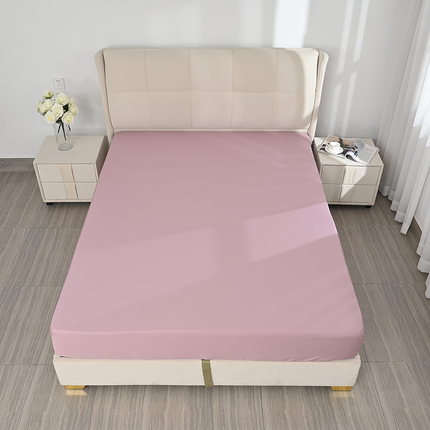 4-Piece Bamboo Bedding Set incl. Duvet Cover, Fitted Sheet & 2 Pillowcases (Double) - Blush